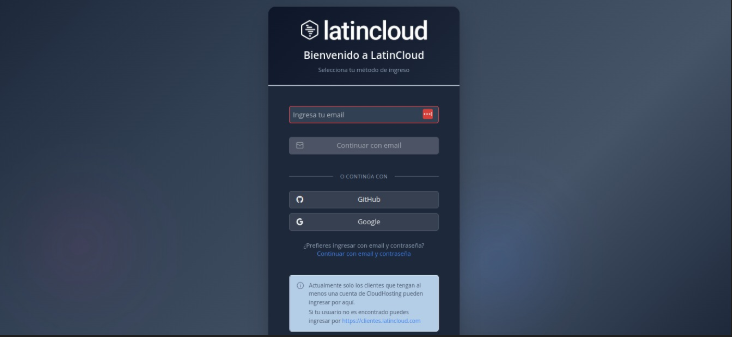 Ingreso a My.LatinCloud.com