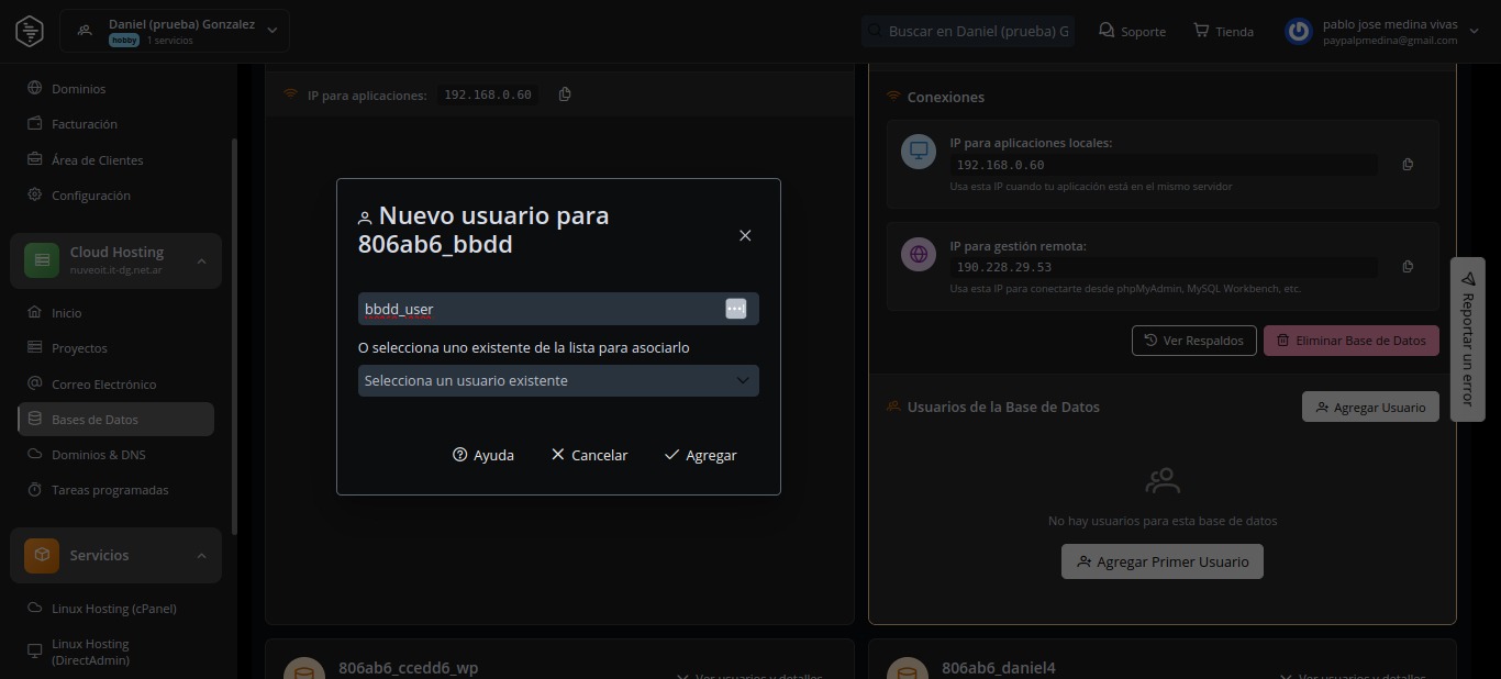 Agregar usuario MySQL